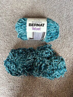 Lot of 2  Bernat Yarnspirations Velvet yarn “velveteal”, 18.5oz